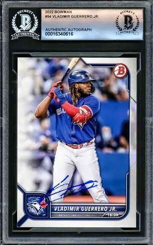 Vladimir Guerrero Jr. موقعة 2022 بطاقة Bowman #54 Toronto Jays (Light) Beckett Bas Stock #221564 - Baseball Slabbed Cards in Saudi Arabia