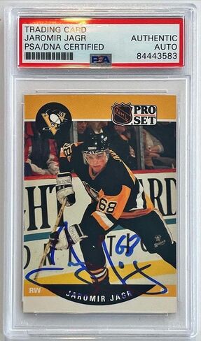 1990 Pro Set Jaromir Jagr Pittsburgh Penguins Signed Rookie RC Card #632 PSA/DNA - Hockey Slabbed Autographed Rookie Cards in Saudi Arabia