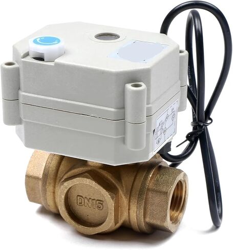 1PCS Ball Valve-1/2 "Brass Ball Valve 9-24V DC/AC 3-Way-Way Type (NPT_OTHER_THER02) in Saudi Arabia