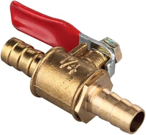 1PCS 6mm 8mm 10mm12mm hose barb red handle valve inline brass water oil air gas fuel line stop ball valve fittings(6mm) in Saudi Arabia
