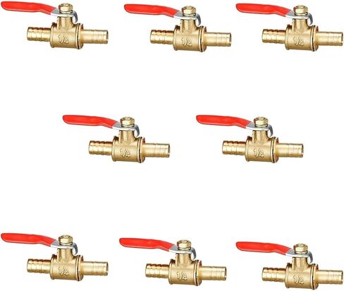 1PCS 6mm 8mm 10mm12mm hose barb red handle valve inline brass water oil air gas fuel line stop ball valve fittings(6mm) in Saudi Arabia