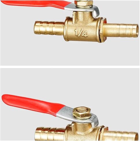 1PCS 6mm 8mm 10mm12mm hose barb red handle valve inline brass water oil air gas fuel line stop ball valve fittings(6mm) in Saudi Arabia