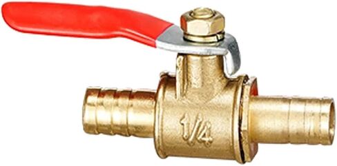1PCS 6mm 8mm 10mm12mm hose barb red handle valve inline brass water oil air gas fuel line stop ball valve fittings(6mm) in Saudi Arabia