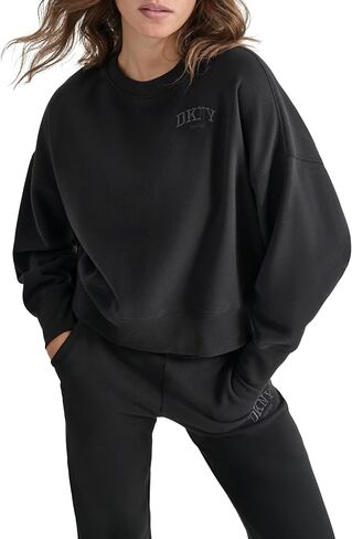 DKNY Womens Varsity مطرزة شعار Crewneck قميص in Saudi Arabia