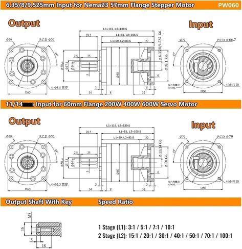 مخفض السرعة NEMA23/34 MOTOR HELICAL GEAR GEAN مخفضة علبة التروس الكوكبية علبة السهى الساكب لآلات 200/400W/600/750W/1000W (12.7 مم ل 86stepper ، نسبة 50 إلى 1) in Saudi Arabia