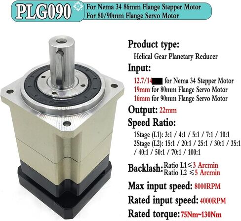 انخفاض السرعة PLG120 19 مم المدخلات ، PLG120 2.4 سم إدخال ، PLG120 22mm إدخال علبة تروس التروس الحلزونية ل NEMA 17 23 34 مخفض سرعة محرك السائر (PLG120 2.4 سم ، نسبة 20 إلى 1) in Saudi Arabia