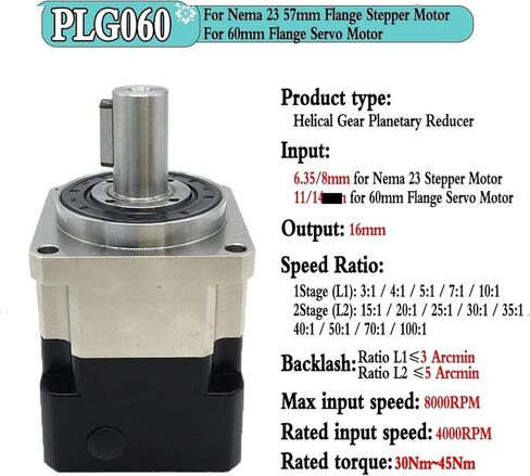 مخفض السرعة PLG060 علبة تروس مخفض التروس الحلزونية لـ NEMA 17 23 34 مخفضًا لسرعة محرك السهول (PLG060 1.4 سم ، نسبة 3 إلى 1) in Saudi Arabia