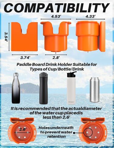 YASKA Paddle Board Cup Holder - Multifunction Cup Drink Holder Suitable for Types of Water Bottle, 2 in 1 Drink & Phone Holder, Paddle Board Accessories for Fishing (Black) in Saudi Arabia
