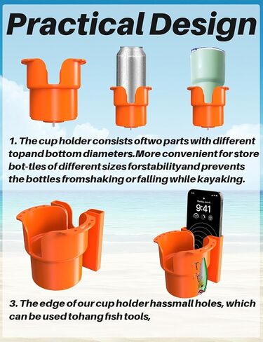 YASKA Paddle Board Cup Holder - Multifunction Cup Drink Holder Suitable for Types of Water Bottle, 2 in 1 Drink & Phone Holder, Paddle Board Accessories for Fishing (Black) in Saudi Arabia