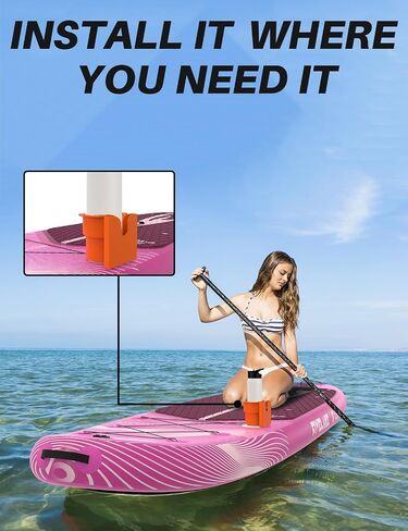 YASKA Paddle Board Cup Holder - Multifunction Cup Drink Holder Suitable for Types of Water Bottle, 2 in 1 Drink & Phone Holder, Paddle Board Accessories for Fishing (Black) in Saudi Arabia