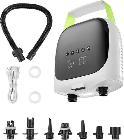 20PSI Paddle Board Pump, Rechargeable Battery-Powered, Dual Stage Electric SUP Air Pump with Auto-Off and Deflation Function, Ideal for Inflatable Paddle Board, Tent and Mattress in Saudi Arabia