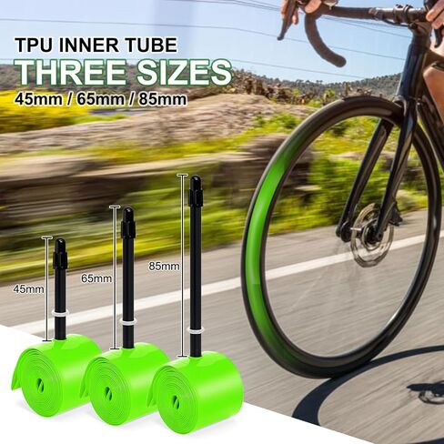 TPU 700C × 18-32C أنبوب داخلي للدراجة: أنبوب دراجة خفيفة الوزن مع صمامات بريستا 45 مم/65 مم/85 مم (قم بتضمين مجموعة تصحيح أنبوب الدراجة 4PCS) in Kuwait