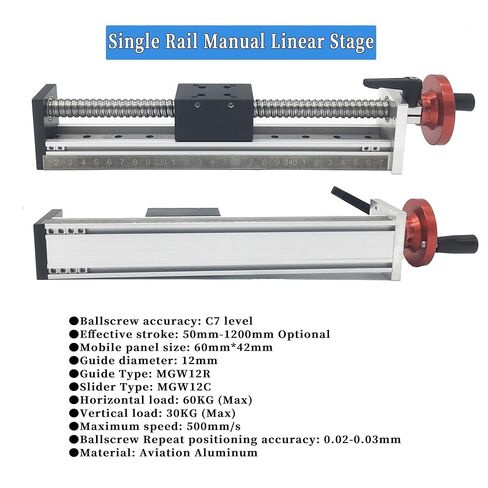 Double nut Ball Screw Control Machine C7 Ball Screw SFU1605 Manual Linear Rail Guide Effective Stroke 50~1000mm MGN12R Guide MGW12C Handwheel Sliding Table(900MM Stroke) in Kuwait