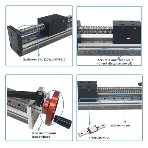 Double nut Ball Screw Control Machine C7 Ball Screw SFU1605 Manual Linear Rail Guide Effective Stroke 50~1000mm MGN12R Guide MGW12C Handwheel Sliding Table(900MM Stroke) in Kuwait