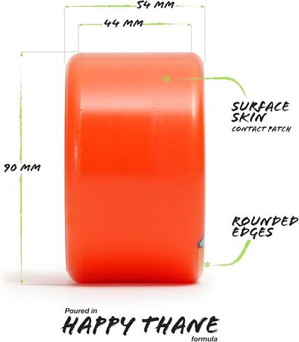 ركبتي Orangatang Bee 90 ملم 80A Longboard للركاب السلس ، المبحرة الحضرية ، ألواح التزلج الكهربائية DIY ، eBoards (80A Orange ، مجموعة من 4) in Kuwait