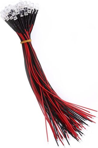 Prewired LED, Water Clear, Energy Saving, Flexible Cable with Diffused LED Diodes, 50 Pieces Toys for Hobby Lighting in Industry (5mm) in Saudi Arabia