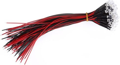 Prewired LED, Water Clear, Energy Saving, Flexible Cable with Diffused LED Diodes, 50 Pieces Toys for Hobby Lighting in Industry (5mm) in Saudi Arabia