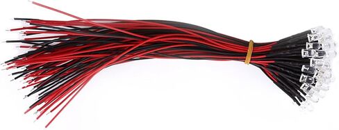 Prewired LED, Water Clear, Energy Saving, Flexible Cable with Diffused LED Diodes, 50 Pieces Toys for Hobby Lighting in Industry (5mm) in Saudi Arabia