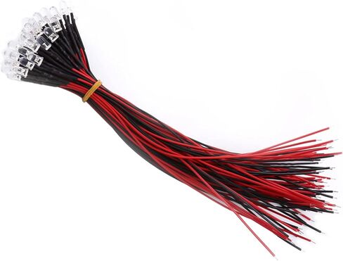 Prewired LED, Water Clear, Energy Saving, Flexible Cable with Diffused LED Diodes, 50 Pieces Toys for Hobby Lighting in Industry (5mm) in Saudi Arabia