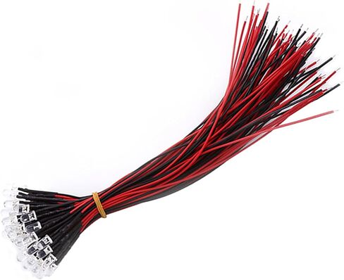 Prewired LED, Water Clear, Energy Saving, Flexible Cable with Diffused LED Diodes, 50 Pieces Toys for Hobby Lighting in Industry (5mm) in Saudi Arabia