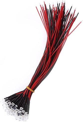 Prewired LED, Water Clear, Energy Saving, Flexible Cable with Diffused LED Diodes, 50 Pieces Toys for Hobby Lighting in Industry (5mm) in Saudi Arabia