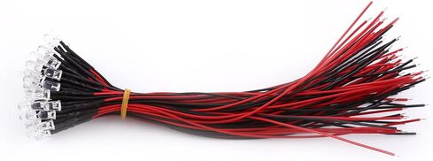 Prewired LED, Water Clear, Energy Saving, Flexible Cable with Diffused LED Diodes, 50 Pieces Toys for Hobby Lighting in Industry (5mm) in Saudi Arabia