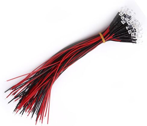 Prewired LED, Water Clear, Energy Saving, Flexible Cable with Diffused LED Diodes, 50 Pieces Toys for Hobby Lighting in Industry (5mm) in Saudi Arabia