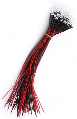 Prewired LED, Water Clear, Energy Saving, Flexible Cable with Diffused LED Diodes, 50 Pieces Toys for Hobby Lighting in Industry (5mm) in Saudi Arabia