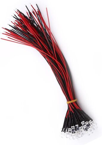 Prewired LED, Water Clear, Energy Saving, Flexible Cable with Diffused LED Diodes, 50 Pieces Toys for Hobby Lighting in Industry (5mm) in Saudi Arabia
