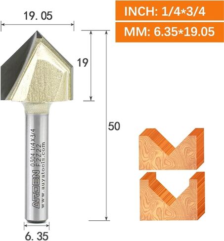 Arden 90 Degree V Bit 1/2" Carbide Triangle V-Groove Slotting Router Bit Woodworking Chamfering 3D Engraving for MDF Hardwood(6.35x19.05) in Saudi Arabia