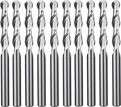10pcs 3.175mm ball ball end mill mill 2 flutes spiral milling cutter cnc cngliving router bit for wood mdf pvc tool set (3.175 × 42) in Saudi Arabia