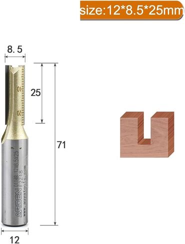 Arden Metric Shank 6mm 12mm جهاز التوجيه المستقيم Carbide 2 Flute Endend End Straight Mill Mill Cutter Cutter Milling (12 × 8.5x25) in Saudi Arabia
