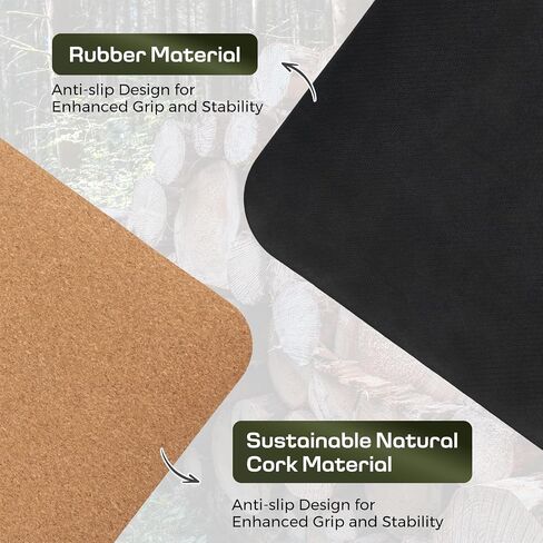 U&M Cork Yoga Mat Non-Slip, Resists Sweat and Odors Exercise Mat with Carrying Strap for Hot Yoga, Pilates, Floor & Fitness Workouts, Fitness Mats Non-Slip Natural Rubber Base & Cork Mat (72'' x 26'' x 5mm Thick) in Kuwait