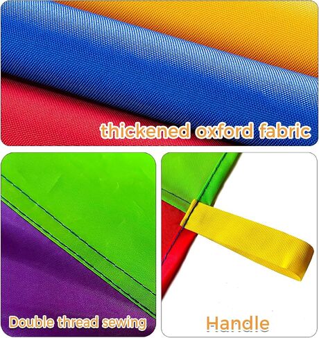 لعب Parachute 6.5 قدم الأطفال لعب الجمباز بالمظلة مع مقابض للألعاب التعاونية الجماعية ، والفئة الصالة الرياضية الداخلية في الهواء الطلق ، وألعاب قوس قزح المظلة للأطفال الصالة الرياضية. in Saudi Arabia