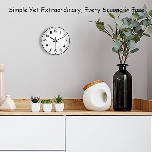 Wall Clock, 8 Inch Wall Clocks Battery Operated, Round Modern Non Ticking Silent Digital Analog Small Wall Clock for Bedroom Living Room Kitchen Office Gym Classroom Outdoor Clocks, Blue in Kuwait