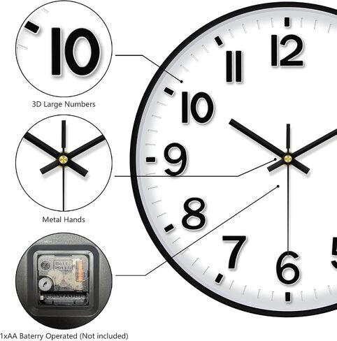 Wall Clock, 8 Inch Wall Clocks Battery Operated, Round Modern Non Ticking Silent Digital Analog Small Wall Clock for Bedroom Living Room Kitchen Office Gym Classroom Outdoor Clocks, Blue in Kuwait