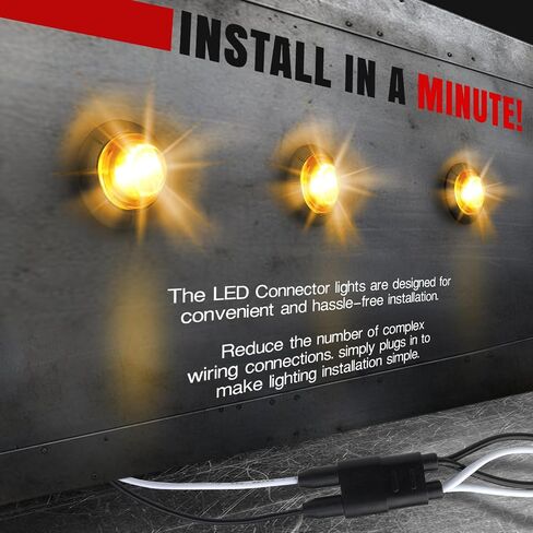 TMH 3/4 بوصة LED علامة 10 العنبر + 10 ضوء أحمر مع موصل توصيل علامات العلامات الجانبية مؤشر علامة الضوء العالمي مقاوم للماء RV ، القارب ، شاحنة بيك آب 12V العاصمة (حزمة 20) in Kuwait