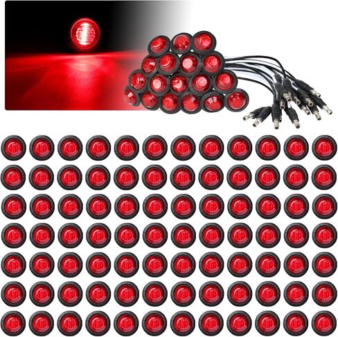 TMH 3/4 بوصة LED علامة 10 العنبر + 10 ضوء أحمر مع موصل توصيل علامات العلامات الجانبية مؤشر علامة الضوء العالمي مقاوم للماء RV ، القارب ، شاحنة بيك آب 12V العاصمة (حزمة 20) in Kuwait