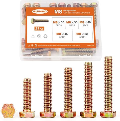 M8 x 60mm 65mm 70mm 75mm 80mm براغي سداسية سداسية ثقيلة ، مسامير رأس سداسية ، 8.8 سبيكة من الصلب ، الملمس المجلفن ، خيط كامل ، متري ، مجموعة تشويه 10pcs in Kuwait