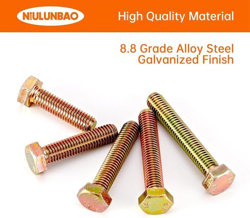 M8 x 60mm 65mm 70mm 75mm 80mm براغي سداسية سداسية ثقيلة ، مسامير رأس سداسية ، 8.8 سبيكة من الصلب ، الملمس المجلفن ، خيط كامل ، متري ، مجموعة تشويه 10pcs in Kuwait
