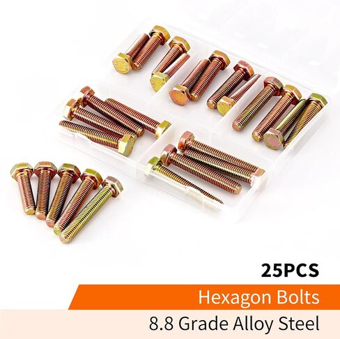 M8 x 60mm 65mm 70mm 75mm 80mm براغي سداسية سداسية ثقيلة ، مسامير رأس سداسية ، 8.8 سبيكة من الصلب ، الملمس المجلفن ، خيط كامل ، متري ، مجموعة تشويه 10pcs in Kuwait