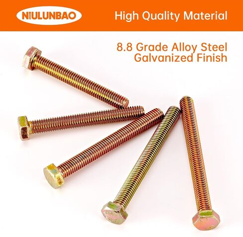 M8 x 60mm 65mm 70mm 75mm 80mm براغي سداسية سداسية ثقيلة ، مسامير رأس سداسية ، 8.8 سبيكة من الصلب ، الملمس المجلفن ، خيط كامل ، متري ، مجموعة تشويه 10pcs in Kuwait