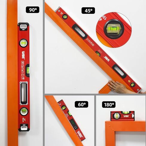 WBE 4-Piece Torpedo-Level Set with Magnetic, Digital-Leveler with LCD Display, 4.7", 16", 20", 40" Aluminum Alloy Spirit Level-Set with Carrying Bag, Bubble Vials Ruler for 45/90/180 Degree. in Saudi Arabia