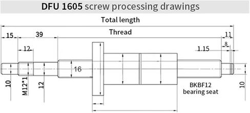 Screw Stainless Steel Ball Screw Ball Screw Double Nut DFU1605 Ball Screw Set Length 150-1000mm End Processing Coupler Nut for Stepper Servo Motor(350mm) in Saudi Arabia