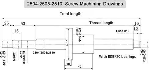 Screw Stainless Steel Ball Screw 1600mm SFU2505 SFU2510 Ball Screw Kit End Machined BK20 BF20+Single Nut -3+Nut Holder+Coupling(SFU2510) in Saudi Arabia