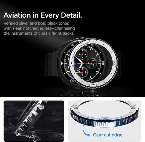 Spigen Bezel Tune (Diver) Designed for Samsung Galaxy Watch 8 Classic 46mm Bezel Ring Protector Adhesive Cover - Black in Saudi Arabia
