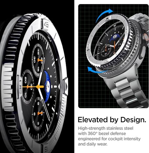 Spigen Bezel Tune (Diver) Designed for Samsung Galaxy Watch 8 Classic 46mm Bezel Ring Protector Adhesive Cover - Black in Saudi Arabia