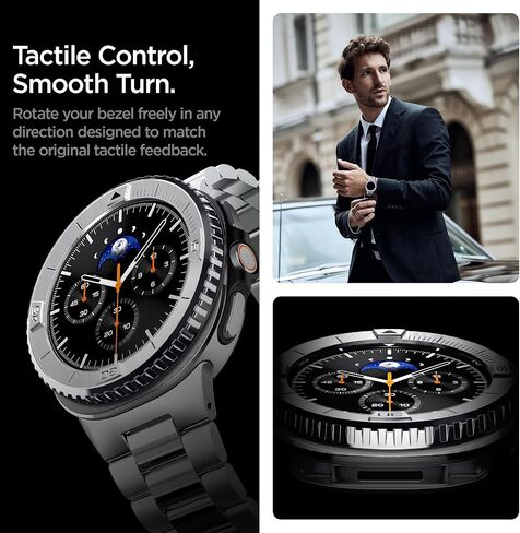 Spigen Bezel Tune (Diver) Designed for Samsung Galaxy Watch 8 Classic 46mm Bezel Ring Protector Adhesive Cover - Black in Saudi Arabia
