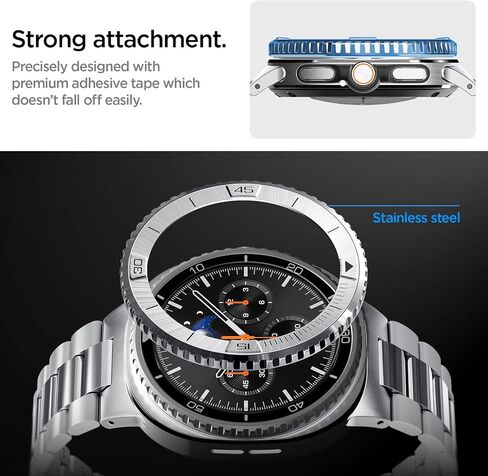 Spigen Bezel Tune (Diver) Designed for Samsung Galaxy Watch 8 Classic 46mm Bezel Ring Protector Adhesive Cover - Black in Saudi Arabia