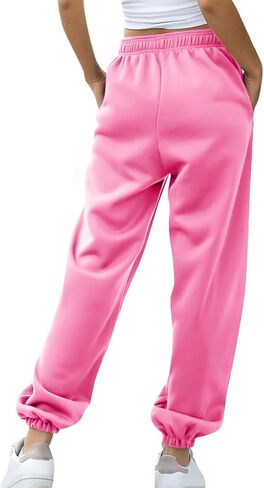 Sinzelimin Women's Jogger Pants Fashion Front Wrinkles Lace up Elastic Waist Baggy Comfy Casual Workout Sweatpant with Pocket in Kuwait